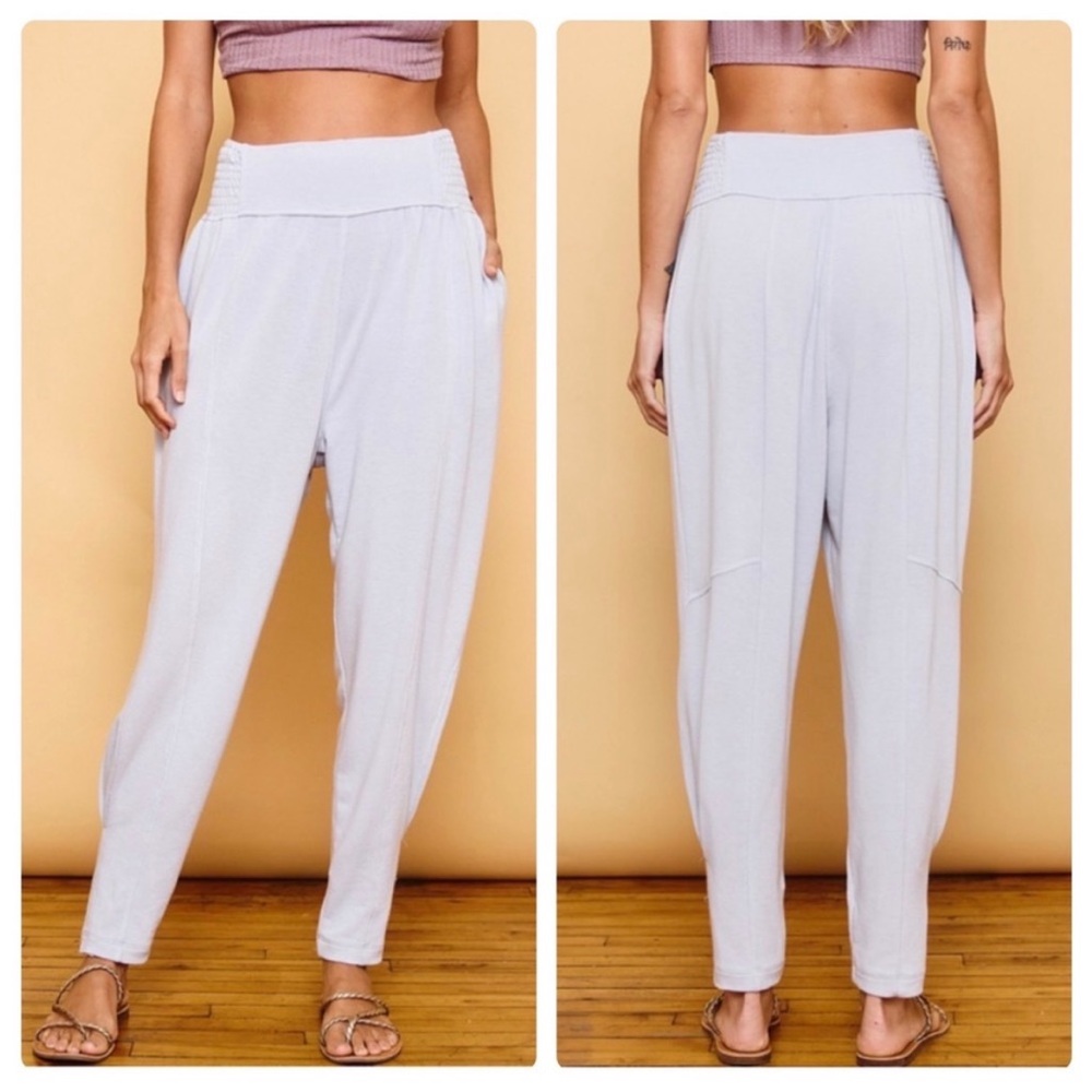 High Waisted Side Smocking Joggers With Pockets 😍NIB